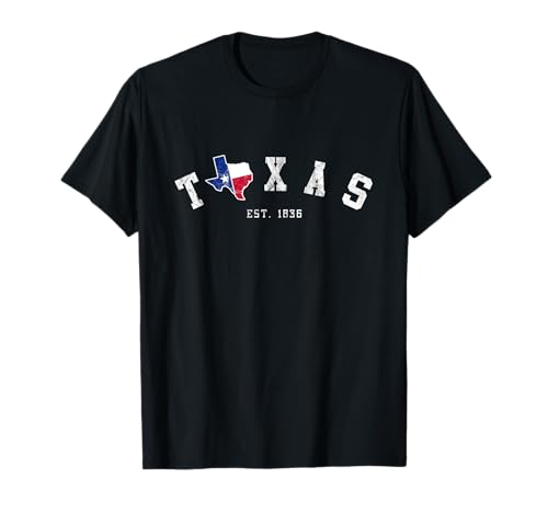 Camiseta Texas Vintage Texas Est. 1836 con bandera texana Camiseta
