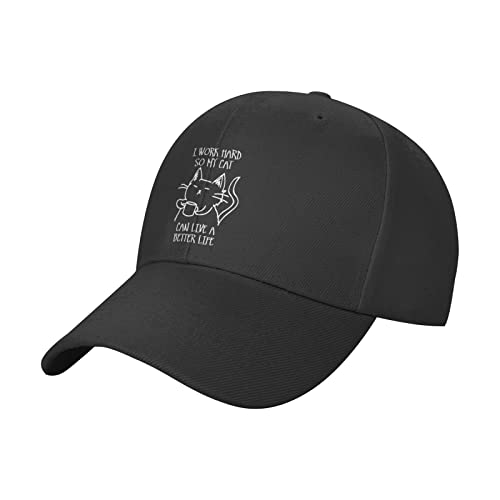 Trabajo Duro para Que Mi Gato Pueda Vivir Una Vida Mejor Unisex Sombrero-Papá Ajustable Gorra De Béisbol Casuales Gorra-Camionero para Viaje Pesca Golf