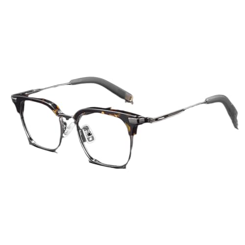 Lunettes anti-lumière bleue demi-cercle en métal rétro pour homme et femme