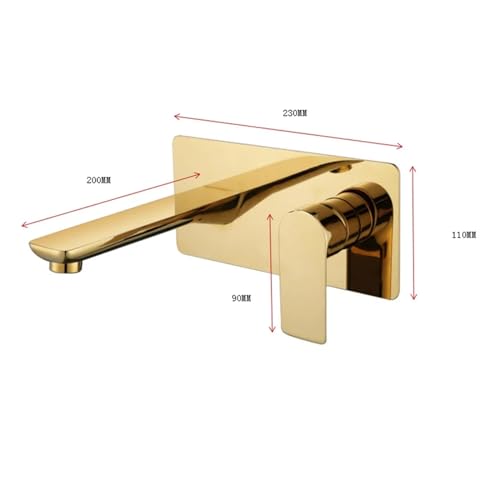 Grifo empotrado de latón macizo en oro cepillado para lavabo, CF001 2