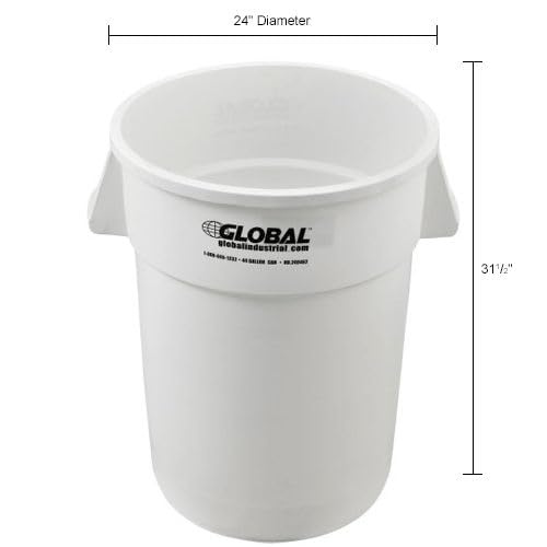 Caneca de basura redonda 44 gal plástico blanco miniatura 5
