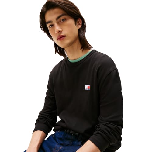 Tommy Jeans Men's Long Sleeve Solid Cotton Graphic T-Shirts2