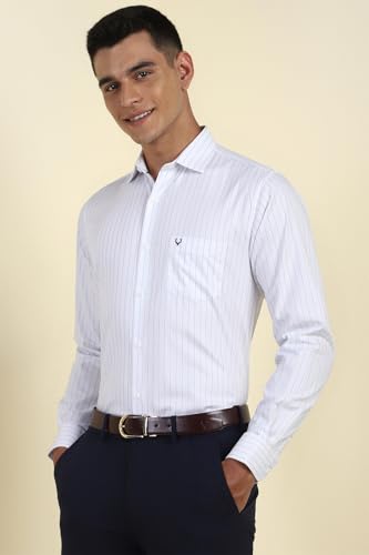 Image of Allen Solly Men's Striped Formal Shirt | Classic Fit | Crisp Tailored Look | Office, Business & Workwear