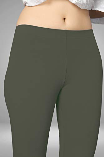 Image of Women's Cotton Skinny Leggings with Ankle Length Solid Pattern Mid Rise and Elastic Closure | Cotton Skinny Leggings for Womens