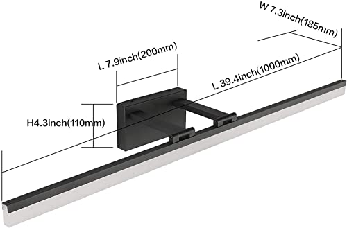 Image of SOLFART Modern Bathroom Light Fixtures 39.3Inch Modern LED Vanity Lights Above Mirror Fixture Acrylic Black Light Strip