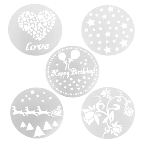 UIEXEA 5 Pcs Stencili Decorativi per Dolci Stampi per Fiori e Decorazioni per Torte di Compleanno Stencil Spray Per Fiori Per Torte