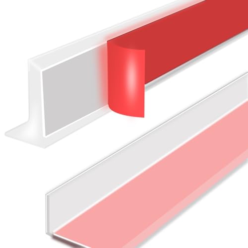 39 Inch Shower Threshold Water Dam, Silicone Barrier Shower Door Bottom Seal Strip, Self Adhesive...