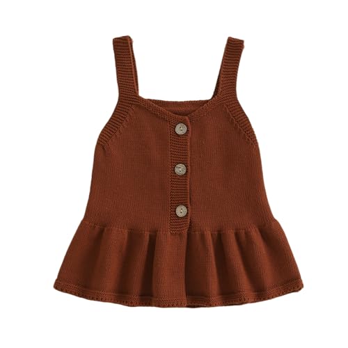 Toddler Girl Cardigan Sweater Knitted Cami Tops Sleeveless Ruffled Sweater Cute Fall Clothes 3 6 9 12 18 Months