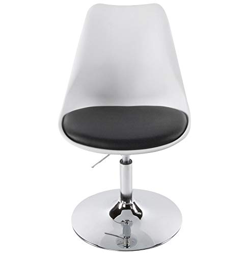 Finch Fox Height-Adjustable Swivel Modern 'Queen' / 'Cosmic'/ 'Victoria' Plastic Office Chair with Cushion for Salon/Spa/Bar/Medical/Kitchen/Doctor Stool Chair (White & Black Color)-image-29