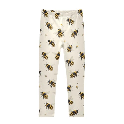 Girls Leggings Bee Flowers Soft Toddler Leggings for Girls Kids Pants Size 4T-10T