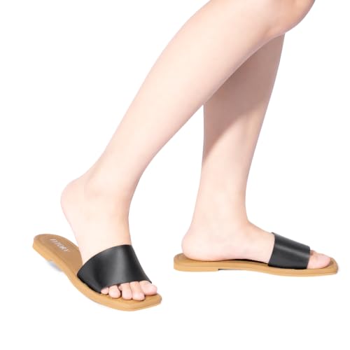 Image of FITORY Womens Slide Sandals Dressy Flat Comfortable Slippers for Summer