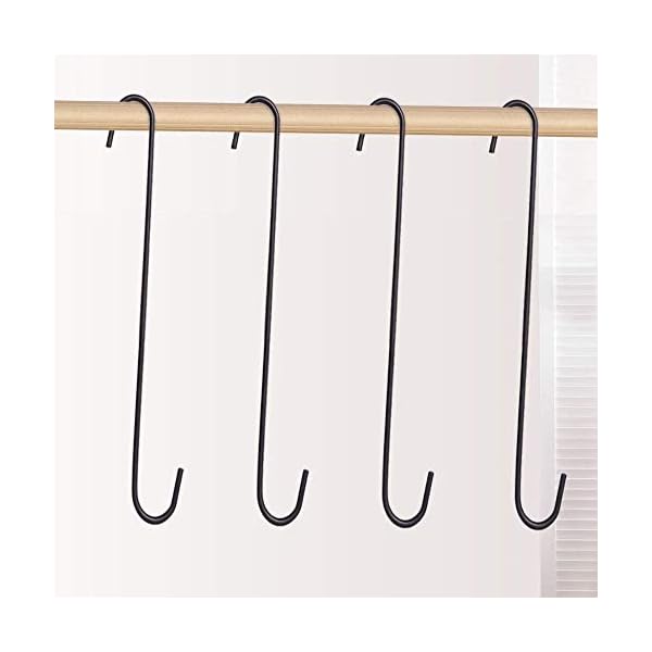6 schwarze S-Haken, strapazierfähige Metallhaken, hält bis zu 200 kg, für Küche, Büro, Garten oder Outdoor-Aktivitäten. – Bild 10