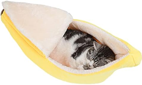 Wnvivi Cat Bed Banana Shape Soft Plush Cat Dog Bed Cute Washable Banana Dog Bed Pet Bed for Kitten Puppy Rabbit 65cm