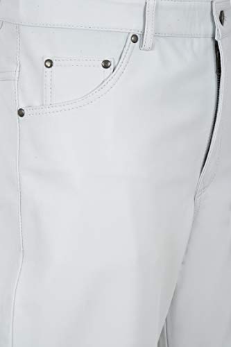 Mens Leather Pants Biker Trouser White Jeans Style Soft Nappa Leather Bottom 5014