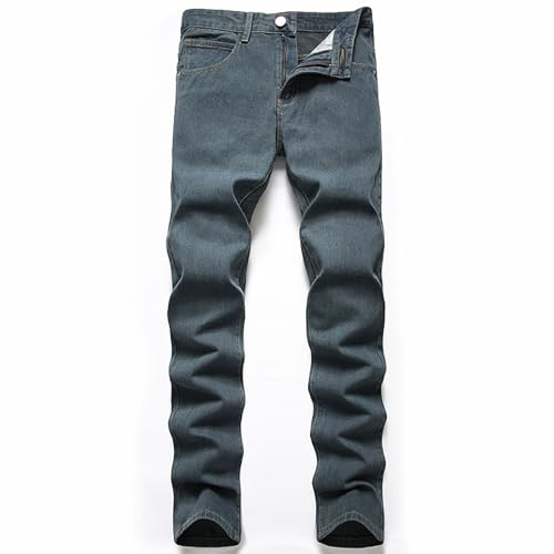Pantalones vaqueros lisos de corte recto con acabado lavado premium para hombre