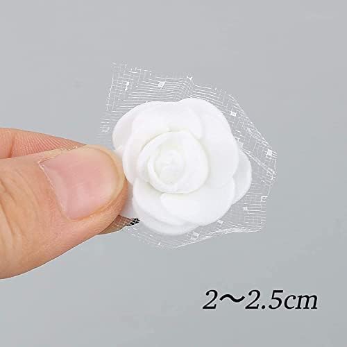  Melhope 100 PCS White Colour Mini PE Foam Rose Heads with Lace Edge Artificial Foam Rose Flower Bouquet Wedding Decor for DIY Wedding Bouquets Centerpieces Arrangements Party Home Table Decor