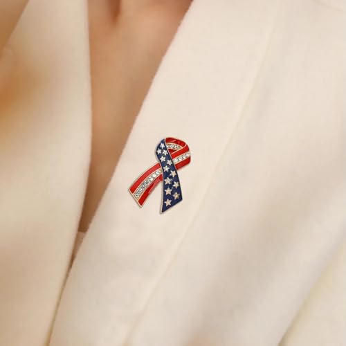 Image of Rhinestone Brooch Pins for Women, Vintage Crystal Enamel Brooches, American Flag Pin Patriotic Lapel Pins Gift for Suit Clothes Bag Accessories