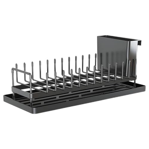 Generisch | Soporte para Platos de Acero al Carbono con escurridor, Soporte para Cubiertos de Cocina, Compacto para Almacenamiento en la Cocina