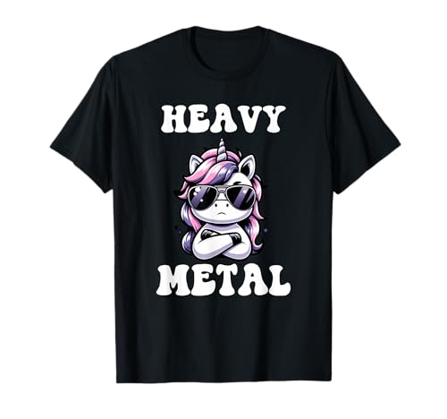 Lindo Unicornio Kawaii Heavy Metal niños niñas Camiseta