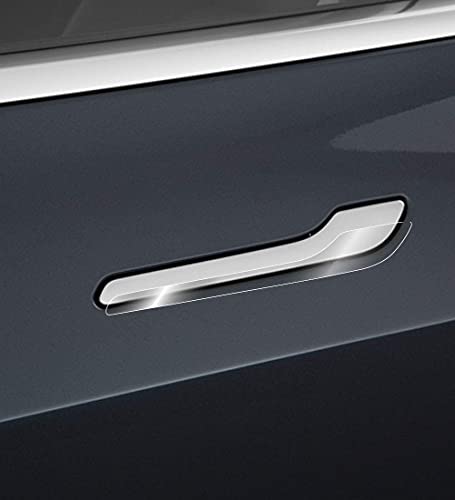 Image of IPG Compatible for Model 3 / Model Y /Juniper Door Handle Decal Sticker Wrap Kit (Set of 4) with Tesla Logo Personalize Your Tesla (Clear)