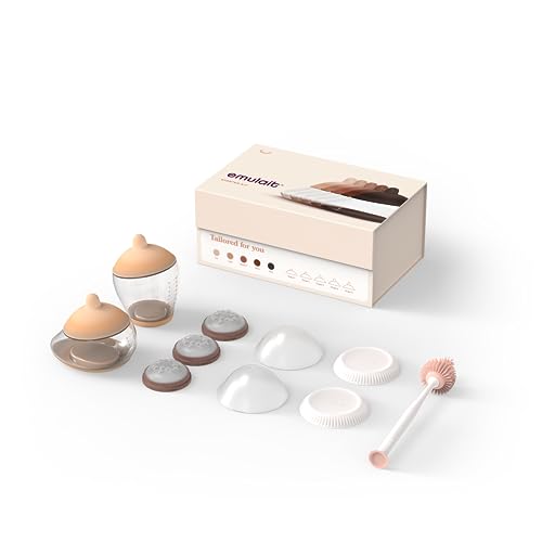 Image of Emulait Baby Bottle Starter Kit Includes 2 Bottles 2 Nipples 2 Caps 2 Lids 3 Flow System Cleaning Brush