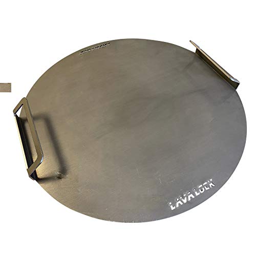 LavaLock Flat top Griddle Grate for UDS 55 Gallon Drum Smokers Grill Plate Also fits Weber Smokey Mountain 22" WSM and Kettle Thick Steel with Handles