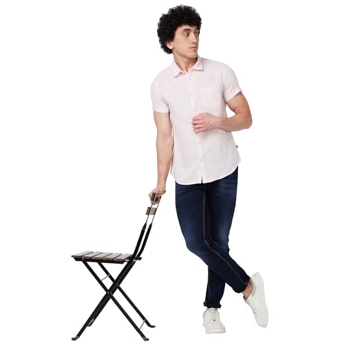 Image of Spykar Men's Regular Fit N /A Half Sleeve Solid Casual Shirts