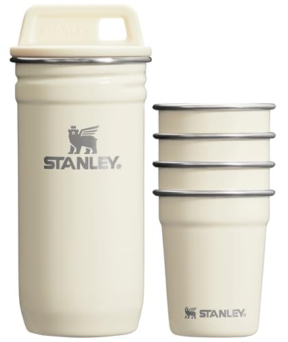 STANLEY Adventure Pre-Party Nesting Shot Glass Set | 4 Shot Glasses in Travel Carrying Case | 2 oz Stainless Steel Shooters | BPA-Free | Cream Gloss