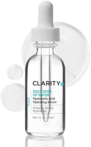 ClarityRx Daily Dose of Water Hyaluronic Acid Hydrating Face Serum, Natural Plant-Based Daily Moisturizing Treatment for Dry, Dull Skin (1 fl oz)