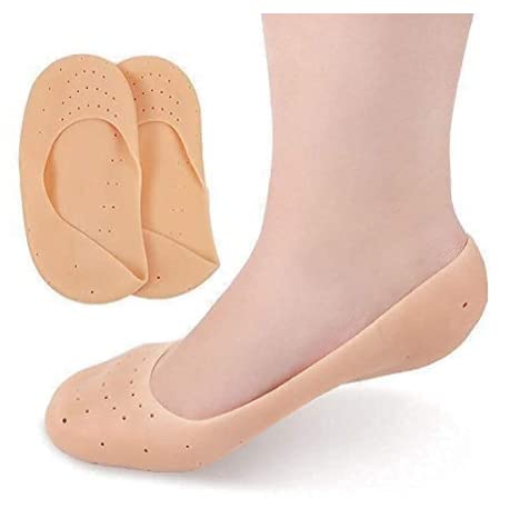 Anti Crack Full Length Silicone Gel Foot Protector Moisturizing Socks for Foot-Care, Pain Relief Men And Women (Beige, Free Size)-image-36