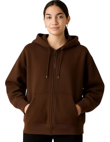 Image of ADBUCKS Women's Oversized Winter Jacket Sweatshirts Casual Drawstring Clothes Zip Up Hoodie with Front Pocket Ii Womens Hoodies Ii