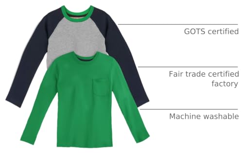 Image of Mightly Boys and Girls' Long Sleeve Raglan Shirt | Organic Cotton, Colorful Casual Stylish Clothes, Soft&Fresh Crew Neck Tee