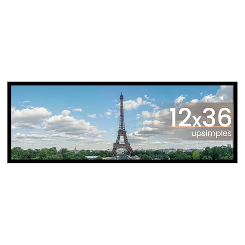 Image of upsimples 12x36 Picture Frame, Display Pictures 10x30 with Mat or 12 x 36 Without, Wall Hanging Long Frames, Black, 1 Pack