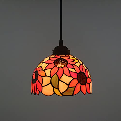 Luminaires de pendentif en vitraux vintage au design soleil raffiné