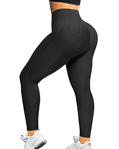 ZITAIMEI Butt Lifting Anti Cellulite Workout Leggings for Women High Waist Yoga Pants Running Sexy Tights Black