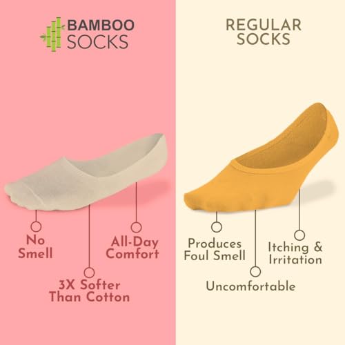 Image of HEELIUM Bamboo No Show Socks for Women | Odour Free & Breathable | 3X Softer than Cotton Socks | Low Cut Socks | Size (UK 3-7)