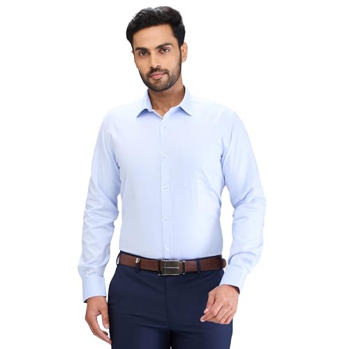Image of Park Avenue Men Pure Cotton Slim Fit Structure Pattern Semi Cutaway Collar Formal Shirt