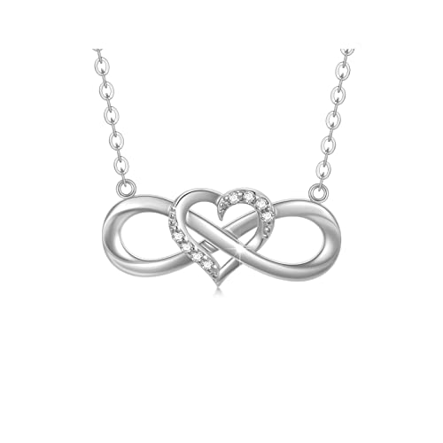 14K Solid Gold Heart Infinity Pendant Necklace for Women, Real Gold Love Jewelry Anniversary Birthday Gifts for Her, Wife, Mom, Girlfriend, 18inch