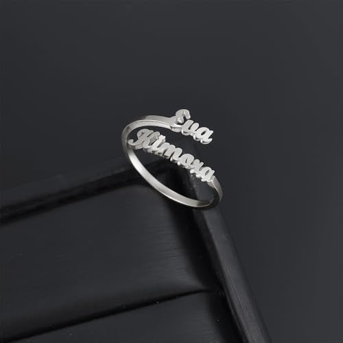 JINMA Personalized Name Ring for Women, Custom Adjustable 1-5 Name Ring, Gift for Women Mom Engagement Wedding Christmas Gift 6
