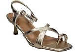 Buonarotti Sandalias de Tacón para Mujer – Sandalia de Fiesta Dorada con Pulsera al Tobillo – con Hebilla – Tacón Medio Fino – Boda y Ceremonia