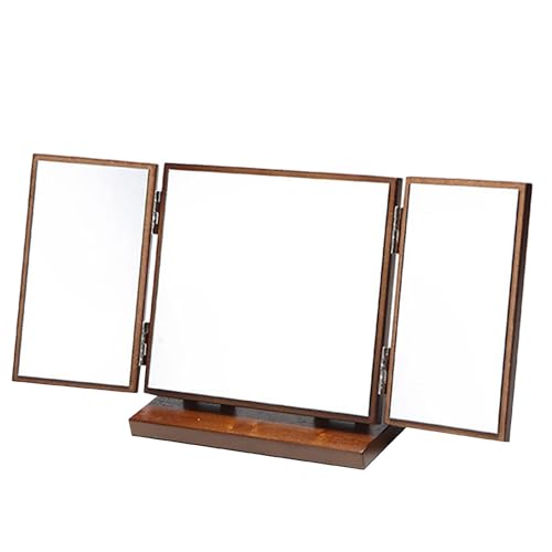 Espejo vintage plegable de madera para tocador miniatura 1