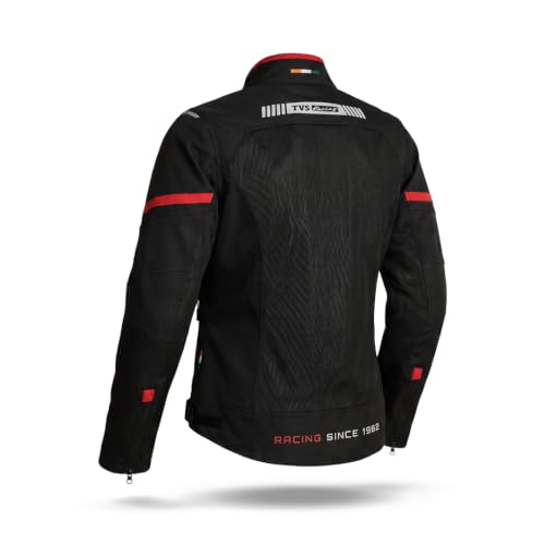 Image of TVS Racing Tech-Core Road Jacket for Men | CE2 armour <5kN at Shoulders Elbows and Back | 600D Chassis | 310gsm Vent Mesh | High-Vis Reflective Tech| YKK zippers