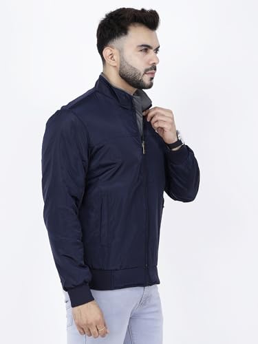 Image of Dollar Full Sleeves Bomber Jacket for Men | TPU Men's Standing Collar Lightweight Winter Jacket, Regular Fit