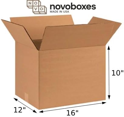 Corrugated Cardboard Box, 25 Pack, Moving Boxes for Packing, Shipping, Mailing and Storage (12x16x10)