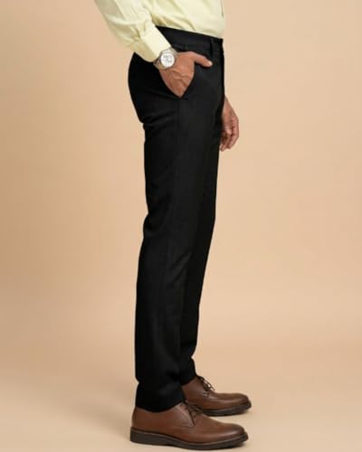Image of SaintX Men's Premium 4-Way Solid-Stretchable Formal Pants | Performance Grade Pro Weave Anti-Wrinkle Fabric | Slim Fit Trouser | Shirt Gripping Expandable Waistband | Executive Office Wear (ST02)