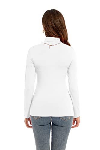 Image of Womens Long Sleeve Turtleneck T-Shirts Casual Lightweight Slim Fit Cozy Base Layer Top
