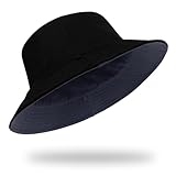 VLYX Grand bob réversible   Unisexe, Pliable et Anti UV, imprimé Tendance pour l'été, pêche, Plage, randonnée (Noir et Bleu).