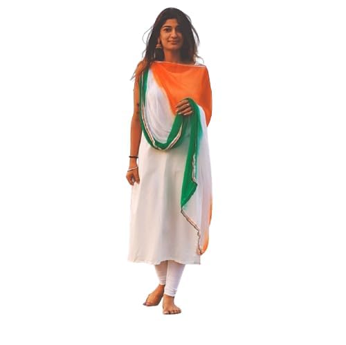 Women’s Cotton Tri-Colour Dupatta | Soft Lightweight Tricolor Scarf for Kurti & Ethnic Wear | Patriotic Indian Flag Inspired Dupatta for Festivals & National Celebrations (4 Piece)-image-22
