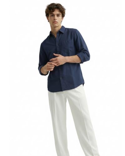 Image of Amazon Brand - INKAST Men Washed Cotton Twill Denim Casual Button Down Shirt | Full Sleeves | Regular Fit | Stylish Summer - Everyday Wear