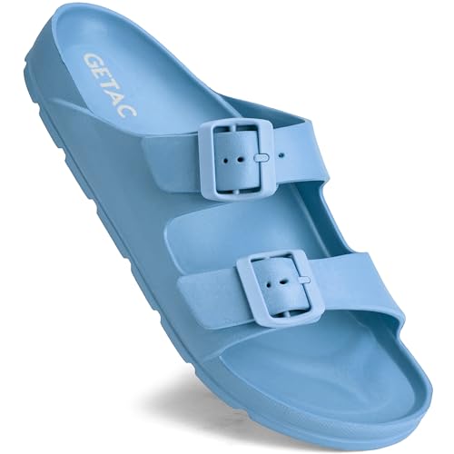 Recopilación de Talla 28 los mejores 10. 50 Getac CHANCLAS MUJER, SANDALIAS HOMBRE EVA con Suela Gruesa Antiderrapante PANTUNFLAS Unisex, Doble Broche ajustable Secado rápido Ligeras. (Azul acero, Sistema tallas calzado JP,...